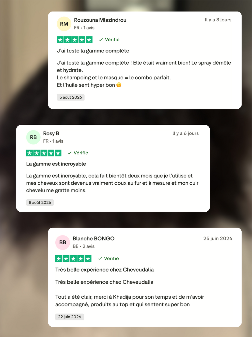 Nos avis clients Cheveudalia