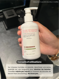 Conseils d'utilisation de la crème hydranutritive Cheveudalia pour cheveux texturés.